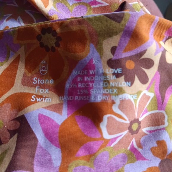 Stone Fox Swim Roca Retro Floral Tie Side Cheeky Bikini Bottom NWT XS - Picture 4 of 6